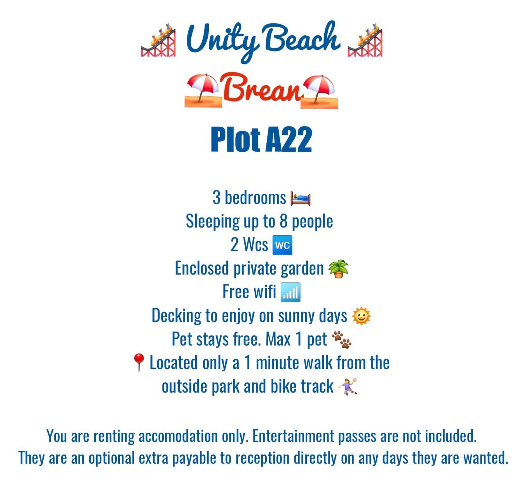 A22 Unity Beach Holiday Resort Unity Brean Sleeps 8 People 3 Bedrooms 1 Pet Stays Free Berrow Esterno foto